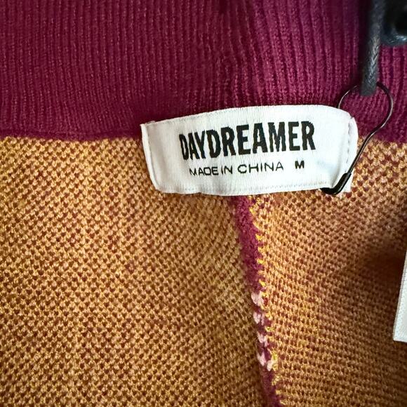 Daydreamer Pants Women Medium Burgundy knit Plaid cropped Dark Academia Preppy - Picture 4 of 14